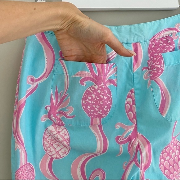 Vintage Lilly Pulitzer Cropped Pants Pink Blue Pineapple print Size 4 - Picture 13 of 16